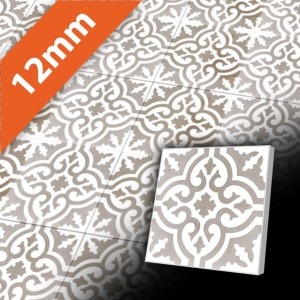 Zementfliese mit sternförmigem Motiv 20x20 cm in Grau - geeigent für Küchenzimmer